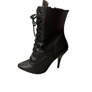 PLEASER Sexy Stiletto High Heel Black Faux Leather‎ Ankle Boots 8